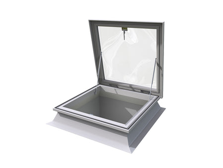 Mardome Trade Access Hatch Rooflight with PVC Kerb shown in an open position