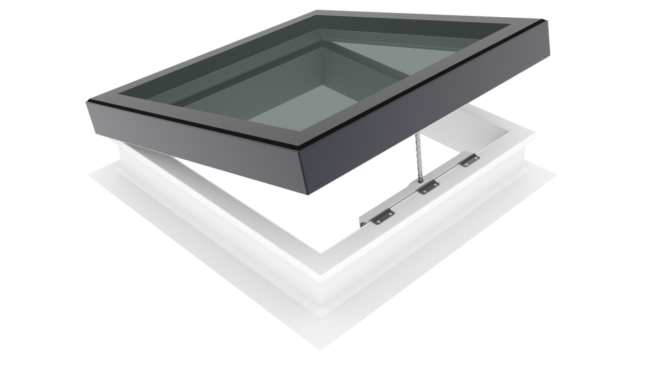 Lunaglaze ALU Electric Hinged Glass Rooflight with PVC Kerb