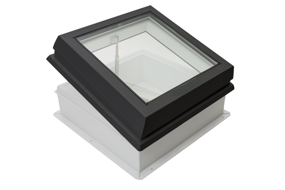Lunaglaze Grey Manual Hinged Glass Rooflight With Kerb