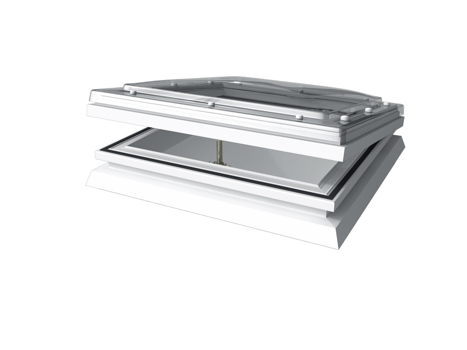 Mardome Trade Dome Rooflight Manual Hinged Vent & Winding Rod to Builders Kerb