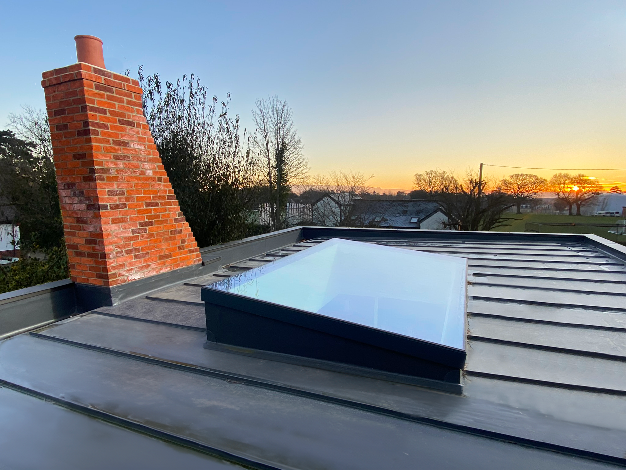 Astroglaze Flat Fixed Laminated Glass Rooflight on a roof