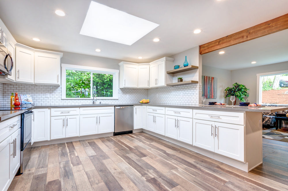 A light and airy kitchen with skylight