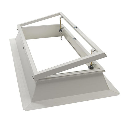 Coxdome Trade Range Dome Rooflight Manual Hinged Vent shown with a tandem spindle